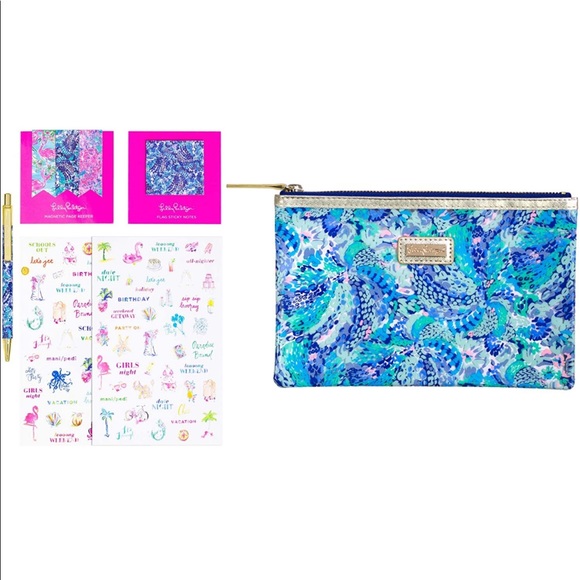 Lilly Pulitzer Blue Pencil Case with Bonus Pack (B6) - Picture 9 of 9